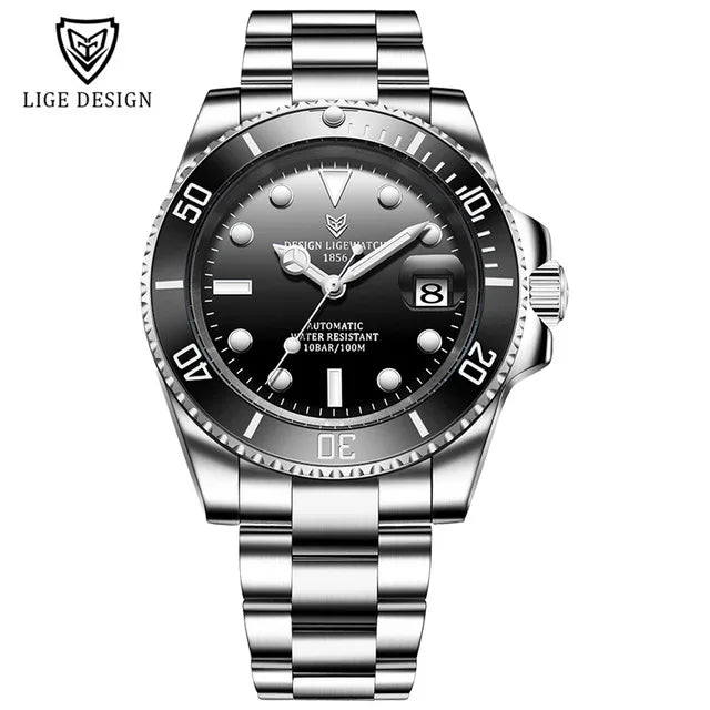Nuevo reloj mecánico de moda LIGE para hombre, reloj de negocios, reloj automático deportivo resistente al agua para hombre, Relogios Masculino