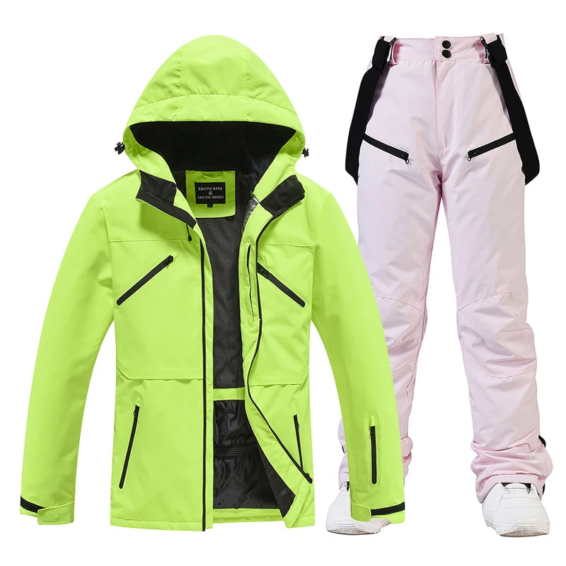 Conjunto de traje de esquí impermeable para hombre y mujer, traje de nieve, conjunto de chaqueta y pantalón de esquí, ropa de exterior, snowboard, en general