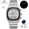 Reloj cronógrafo cuadrado para hombre PAGANI DESIGN con movimiento japonés Miyota OS000, cristal de zafiro, resistente al agua y correa de acero inoxidable, reloj deportivo de pulsera