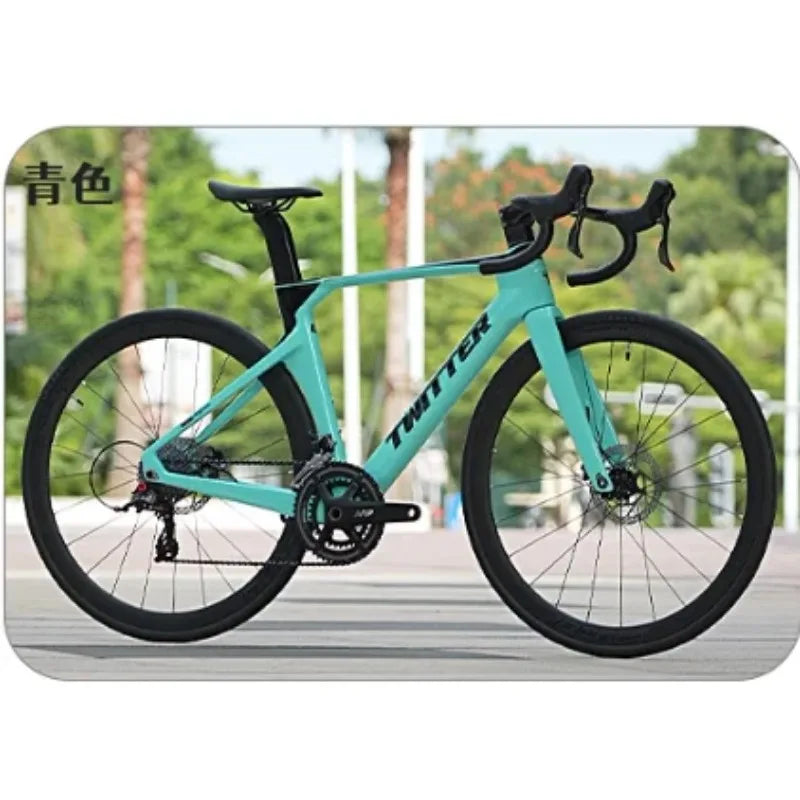 Bicicleta de carretera de fibra de carbono TWITTER R5PRO T800, transmisión electrónica EDS-TX7100-24S, freno de disco hidráulico, 700*25C