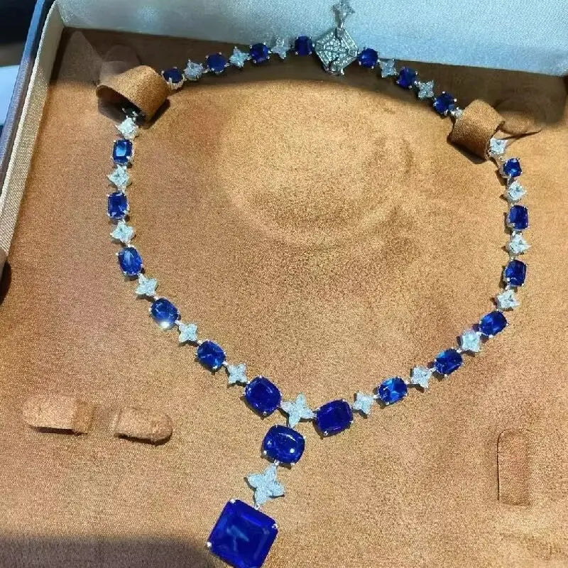 KQDANCE-collar de lujo de plata de ley 925 con esmeralda y zafiro de laboratorio, piedras preciosas de alto contenido de carbono, joyería fina para fiesta para mujer