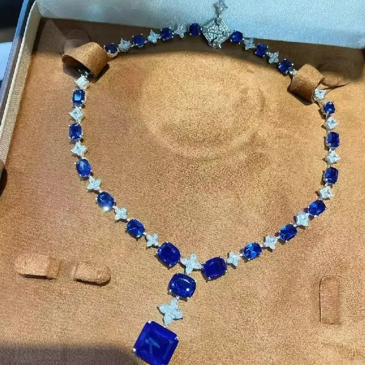 KQDANCE-collar de lujo de plata de ley 925 con esmeralda y zafiro de laboratorio, piedras preciosas de alto contenido de carbono, joyería fina para fiesta para mujer