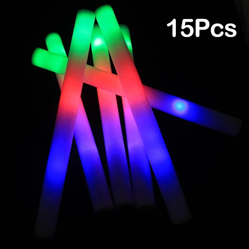 15/30 Uds. Barras luminosas LED a granel coloridas RGB, barra de espuma brillante, tubo de animación, luz oscura para suministros para fiesta de boda, cumpleaños y Navidad