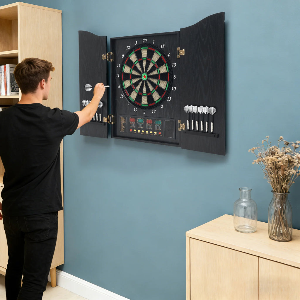 Wall-mounted Electronic Dart Machine LED Displays Electronic Dartboard Set with 12 Darts+88 Dart Heads for 16 Players 243 Games House Parties and Pubs