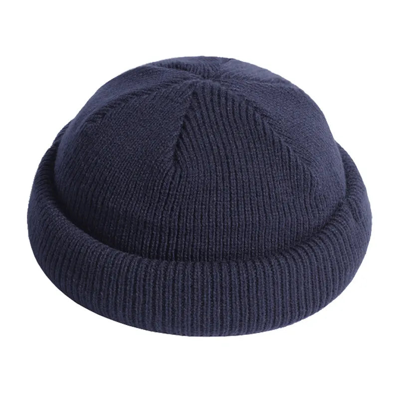 Gorro de punto unisex, gorro de color sólido, cálido, a prueba de viento, con borde doblado, para hombres y mujeres, para esquiar en climas fríos al aire libre.