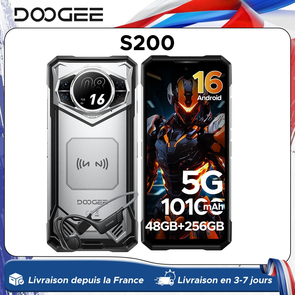 Versión global DOOGEE S200 VIP 5G teléfono resistente, pantalla de 6,72" a 120Hz, 12GB 256GB, cámara principal con IA de 100MP, batería de 10100mAh, teléfono inteligente
