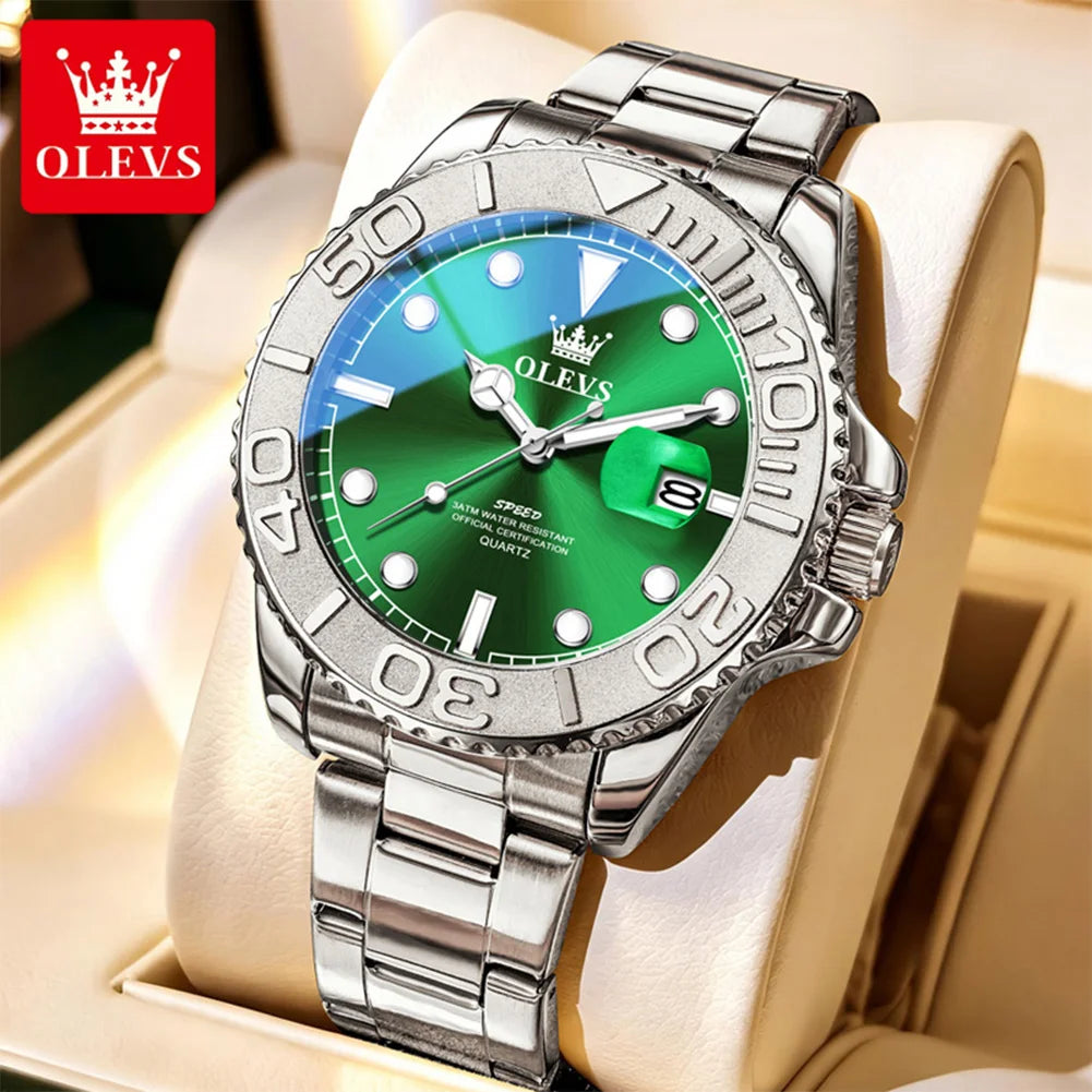 Reloj de cuarzo original OLEVS 2720 para hombre, resistente al agua 30M, función luminosa, calendario, esfera clásica.
