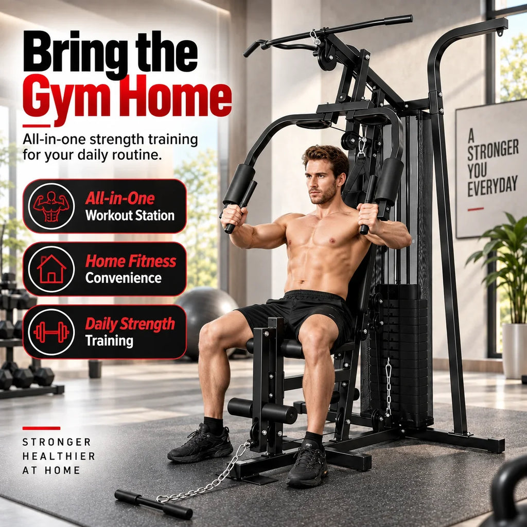 Sistema completo de entrenamiento físico en casa para la pérdida de peso y el aumento de la fuerza, máquina de gimnasio multifuncional con capacidad para ejercicios de todo el cuerpo, resistencia ajustable, diseño cómodo