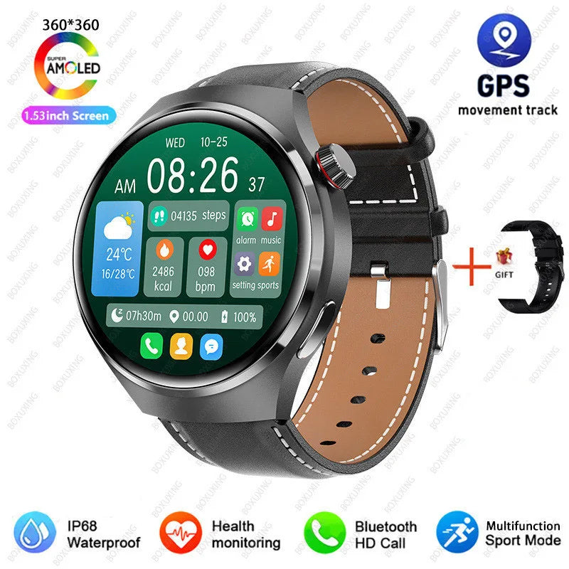 Reloj inteligente 2026 New Watch 4 Pro GPS para hombre, pantalla AMOLED 360*360, frecuencia cardíaca, llamada Bluetooth, resistente al agua IP68, smartwatch deportivo para hombre