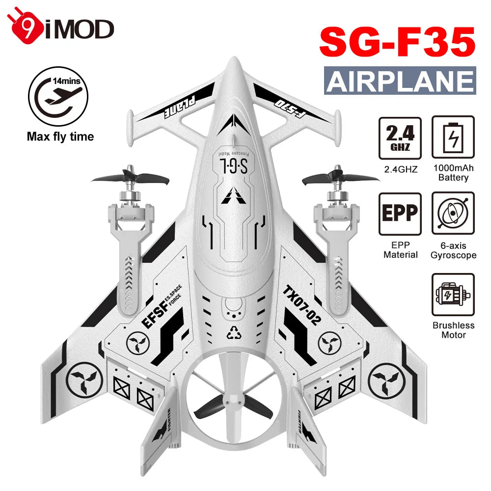 9IMOD RC avión SG-F35 acrobático Fighterc 8 canales Material EPP giros de 6 ejes 2,4G vuelo de 3 modos 200M 2 velocidades planeador sin escobillas