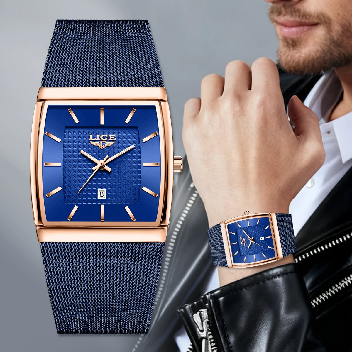 Reloj de pulsera de cuarzo LIGE, de lujo, duradero y preciso para hombre, luminoso, resistente al agua, con fecha automática, reloj de moda para negocios