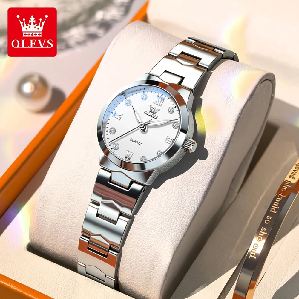 Reloj de cuarzo elegante y moderno para mujer OLEVS, reloj de pulsera resistente al agua con funciones luminosas, caja de regalo incluida, modelo 3735