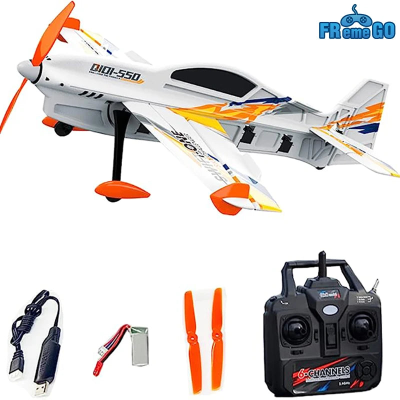 QIDI-550 Avión RC 3D Apertura de 500 mm Acrobacias colgantes de una tecla con giroscopio de 6 ejes Control de vuelo resistente al viento Avión RTF