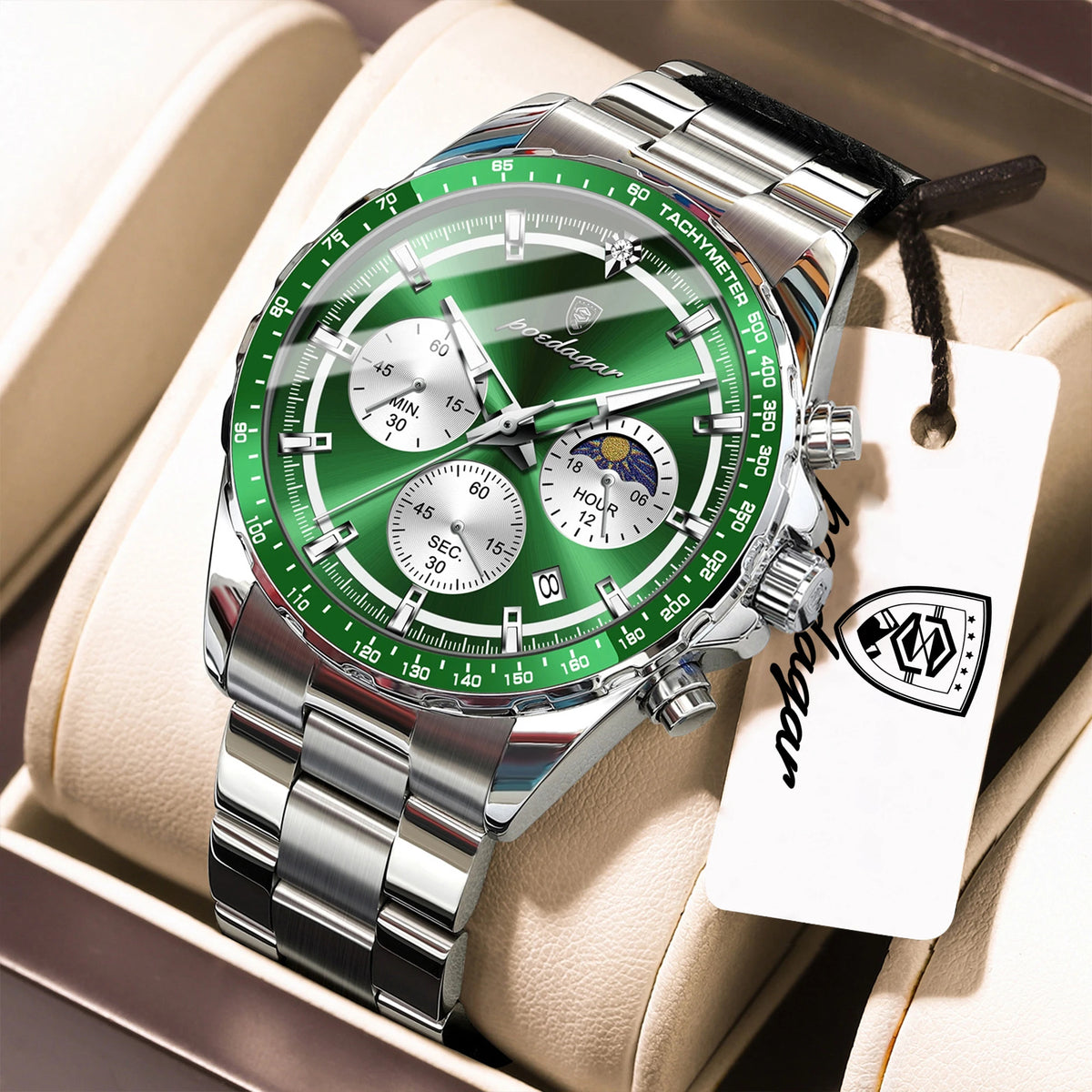 Reloj de pulsera deportivo para hombre POEDAGAR, resistente al agua, acero inoxidable, luminoso, cronógrafo, fecha, cuarzo, relojes para hombre