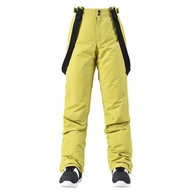Pantalones de invierno para mujer, pantalones de esquí gruesos y cálidos de alta calidad para hombre, pantalones con tirantes impermeables a prueba de viento, pantalones de Snowboard de talla grande