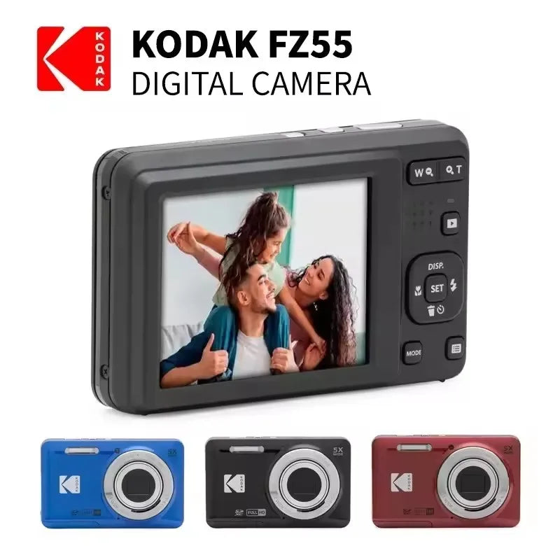 Cámara digital KODAK PIXPRO FZ55 1080P Full HD con video, pantalla LCD de 2.7'', zoom óptico 5X, gran angular de 28 mm, 16MP, para vlogging, paisajes y uso doméstico.