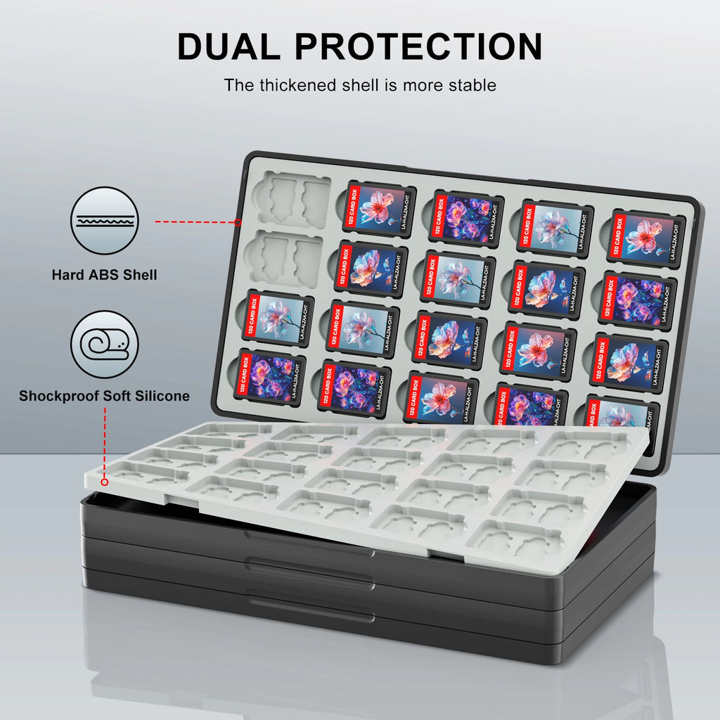 Estuche para tarjetas de juego para Switch 2 y Switch OLED y Lite, soporte para almacenamiento de memoria con 120 ranuras para tarjetas de juego y 240 tarjetas MicroSD S