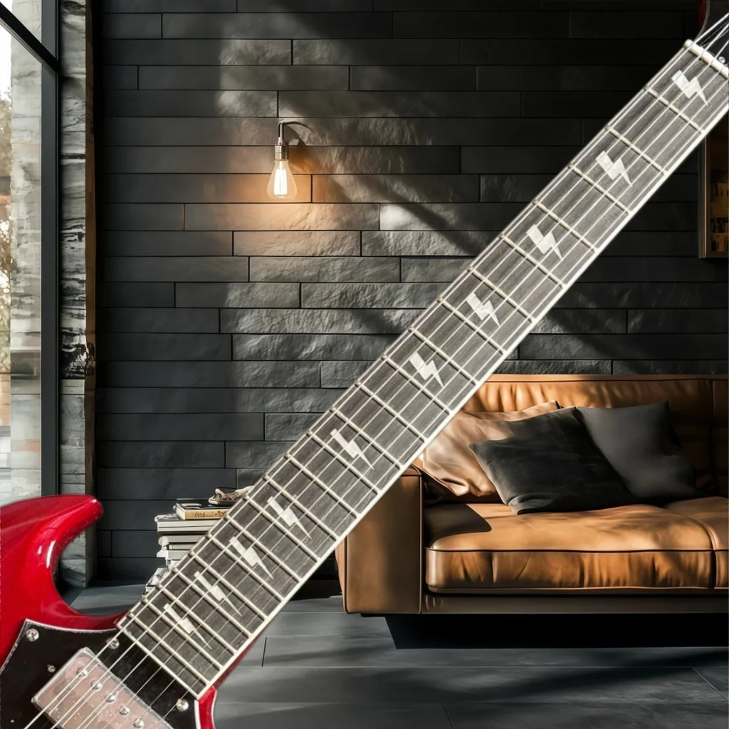 Guitarra Red Rock con Mástil de Palisandro y Puente Fijo, Instrumento de Cuerda de Nivel Básico para Aficionados a la Música