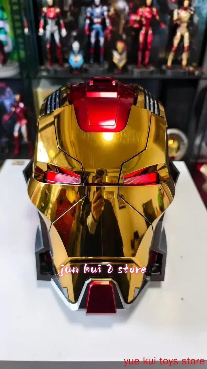 Casco de Iron Man Mk17 Mk5 con Control de Voz en Inglés, Figura Coleccionable con Movimiento de Apertura y Cierre, Color Rosa, para Cumpleaños