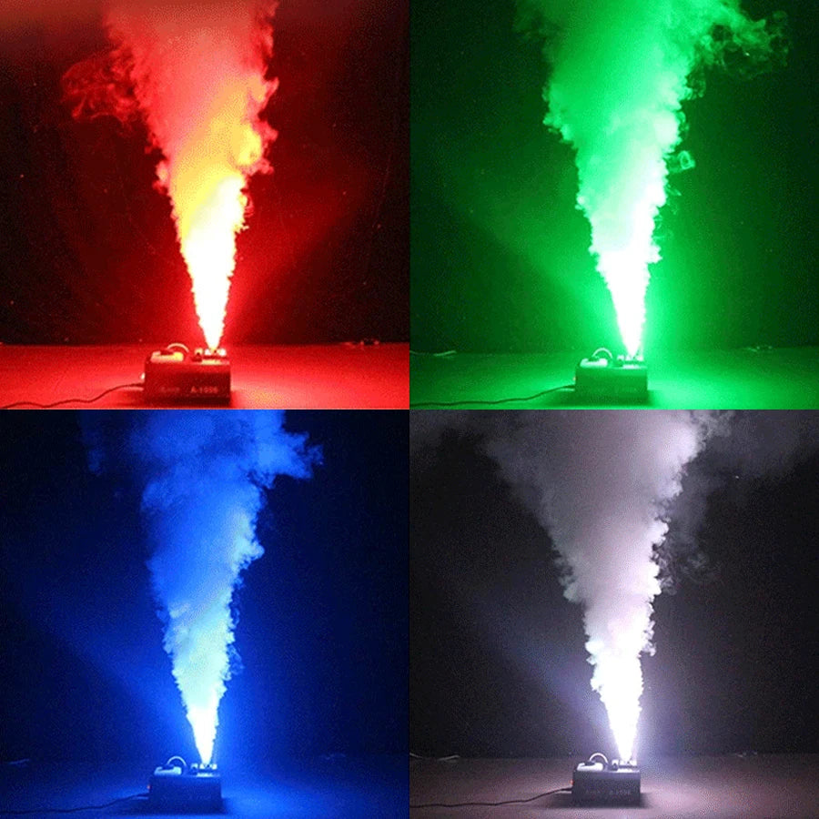 Máquina de humo antiniebla de 1500W, DMX, RGB, 24LED, efecto de luz de escenario, pulverizador Vertical remoto