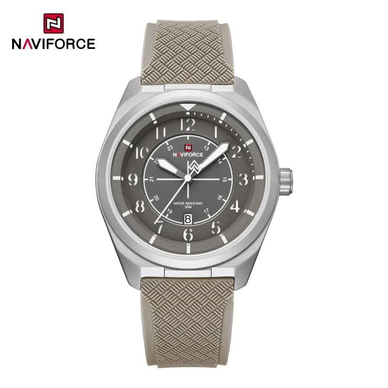 Reloj deportivo táctico militar NAVIFORCE para hombre, con correa de silicona luminosa, movimiento de cuarzo, resistente al agua 3ATM y caja de aleación de zinc