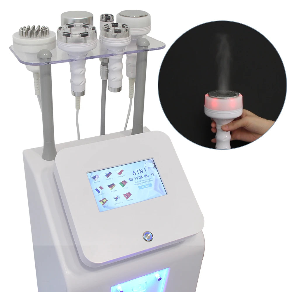 Dispositivo de belleza de cavitación 120K, calentamiento 5D RF, moldeador del cuerpo, desbloqueo, activación de meridianos, equipo de fisioterapia, masaje al vacío