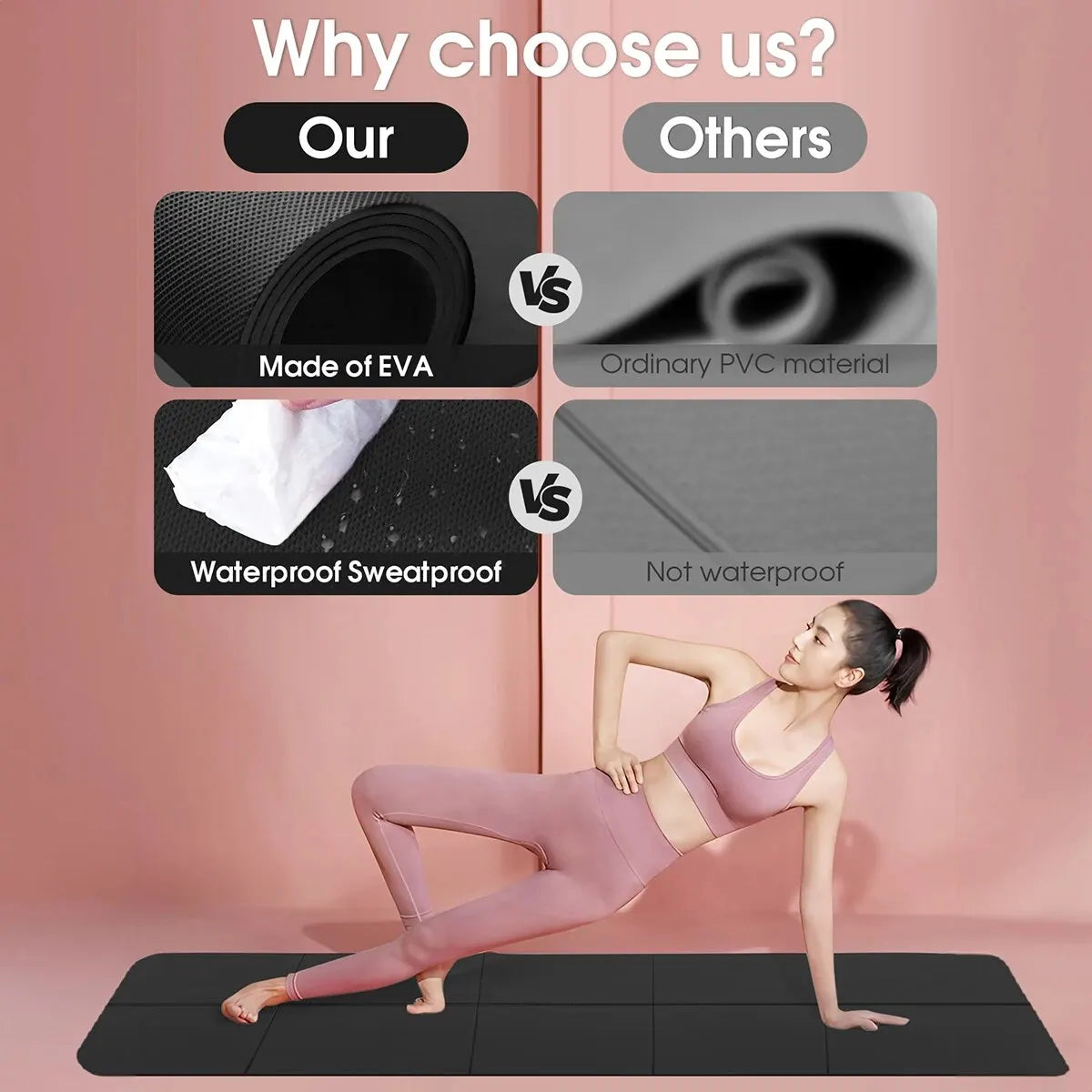 Esterilla antideslizante de espuma EVA para hacer ejercicio, colchoneta cómoda de 4MM de grosor para Yoga, Pilates y gimnasia