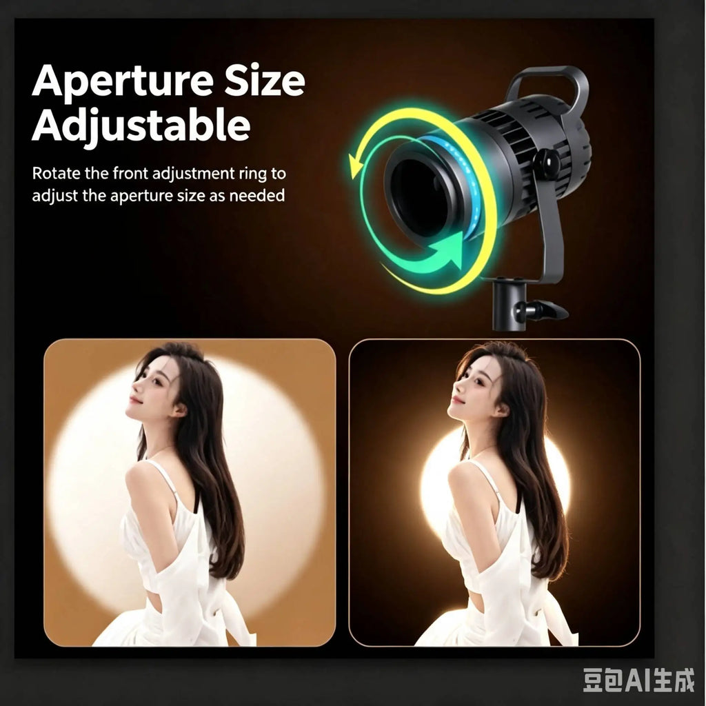 Foco de Iluminación LED para Video, Enfocable, 15 ° -55 °   Luz de borde para cabello con 5 filtros de color y control remoto para transmisiones en vivo y retratos