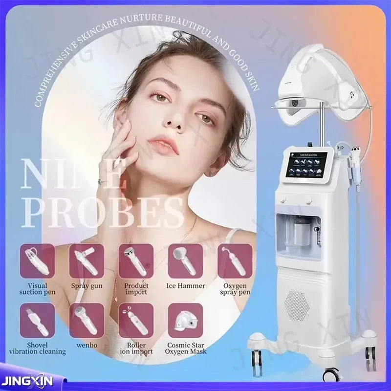 Máquina de hidrodermoabrasión 9 en 1, dispositivo profesional para el cuidado de la piel del rostro, instrumento de belleza para limpieza, ideal para salones de belleza.