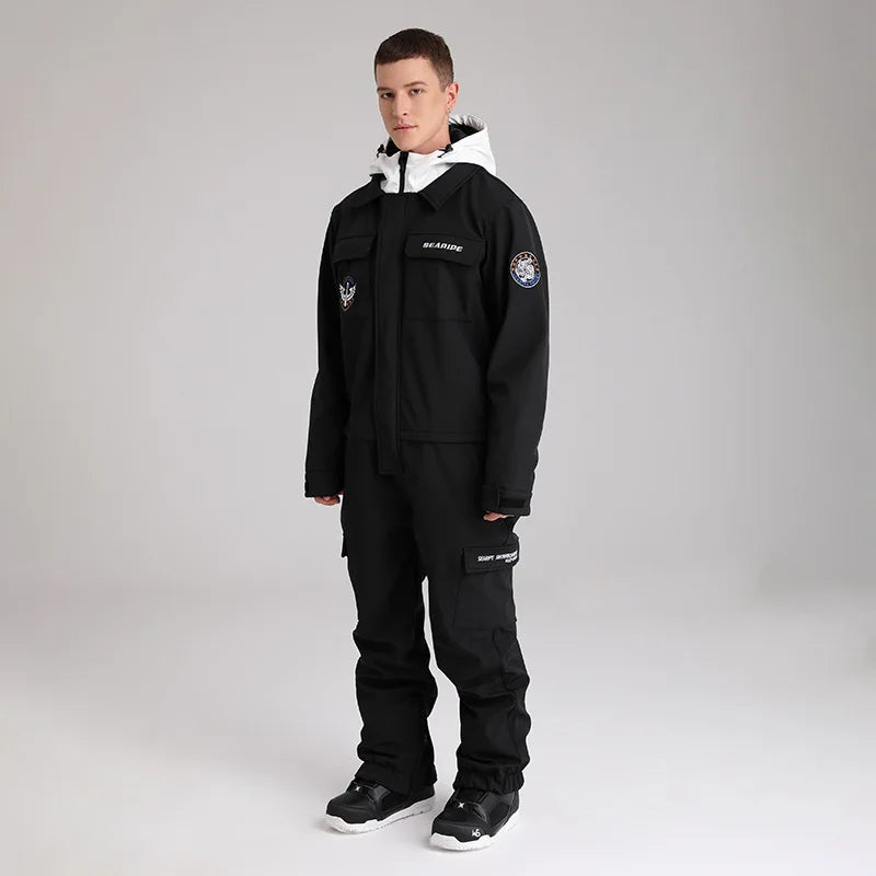 Traje de esquí de una pieza para hombre y mujer, chaqueta cálida para snowboard al aire libre, conjuntos de esquí impermeables con capucha, novedad de invierno, 2025