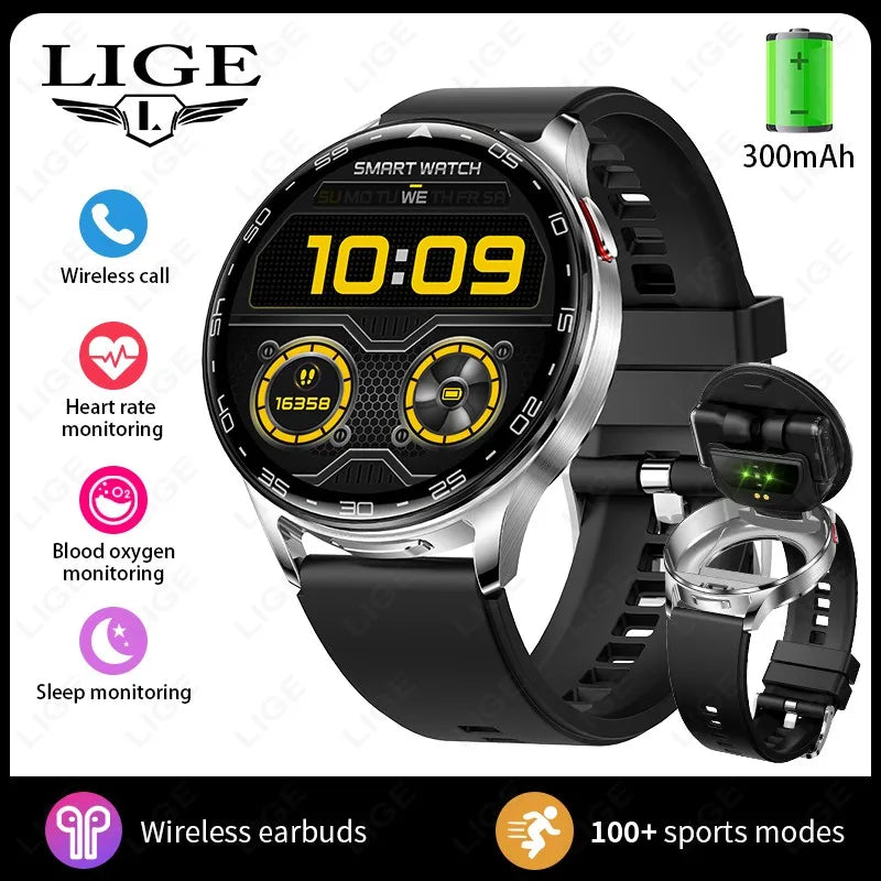 2026New TWS 2-in-1 Bluetooth Earphones Smart Watch Men Heart Rate Health Monitoring Waterproof BT Calling Music Smartwatch Women