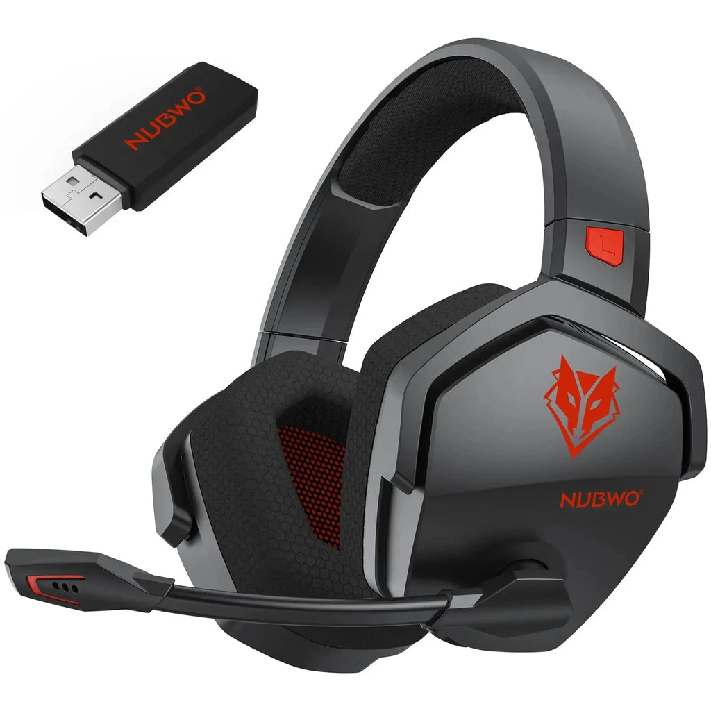 Auriculares inalámbricos para juegos NUBWO G06 con estación de carga para auriculares y control de PS5, auriculares para juegos con batería de larga duración