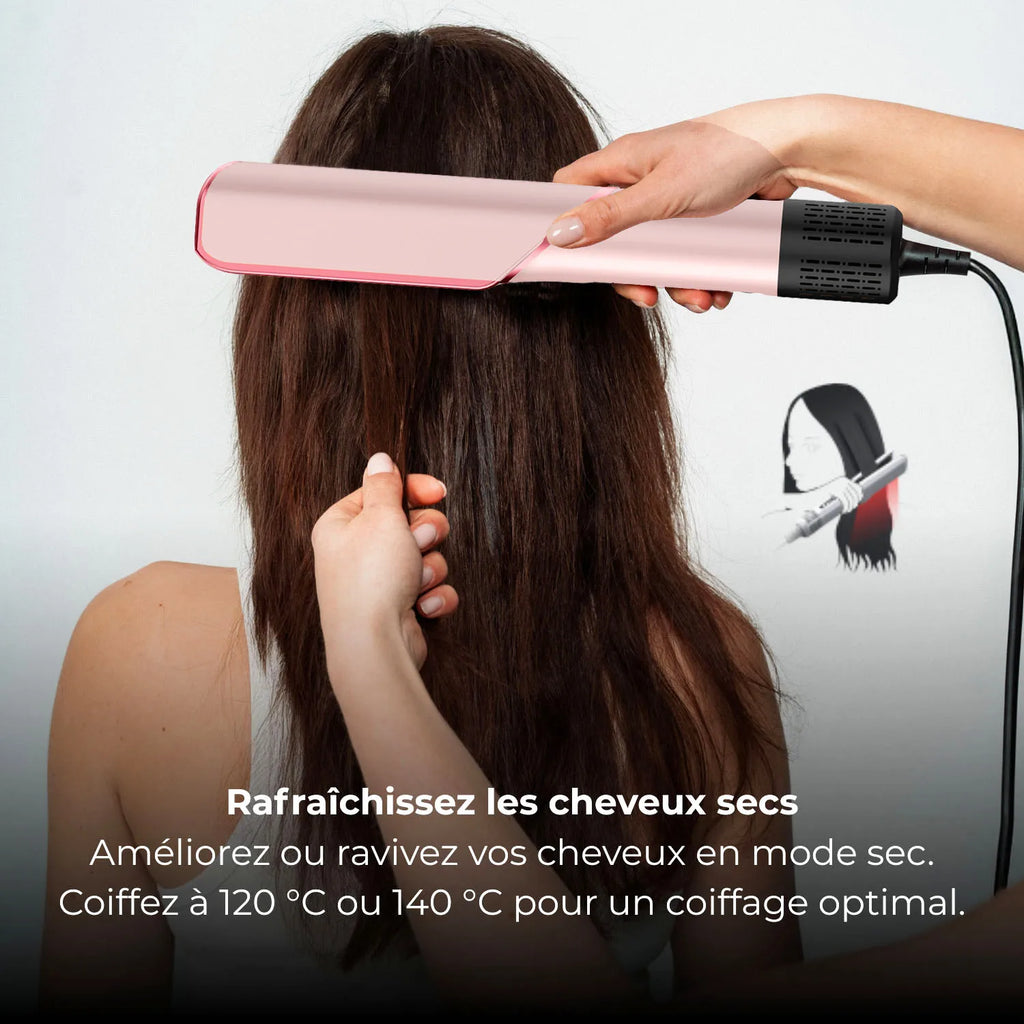 Secador de Pelo de Verano 2 en 1 con Aire Frío y Caliente, Plancha y Rizador de Pelo, Alisador y Rizador de Cabello