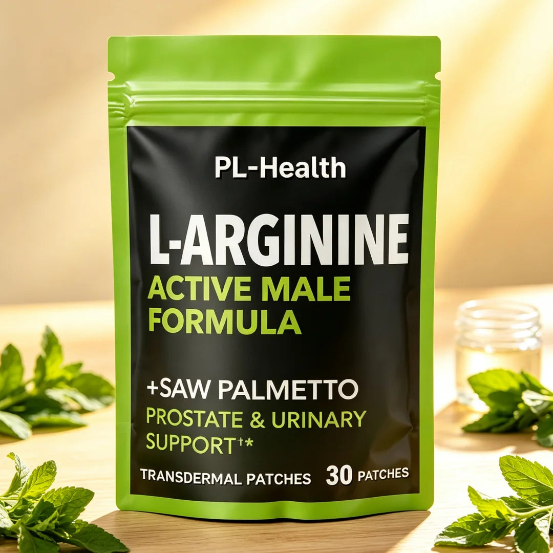 30 Parches Transdérmicos de L-Arginina con Saw Palmetto, Óxido Nítrico y Salud Prostática para Hombres