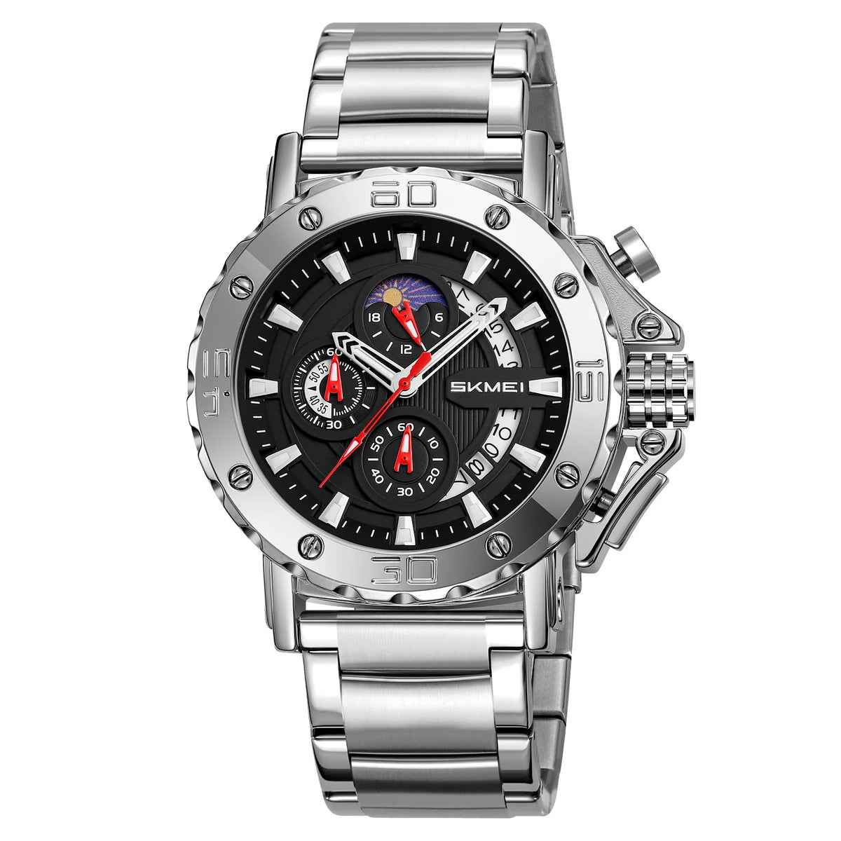 Reloj SKMEI para hombre, deportivo, lujoso, resistente al agua, con esfera grande, cuarzo, calendario, cronómetro analógico y alarma, modelo West Coast 9344