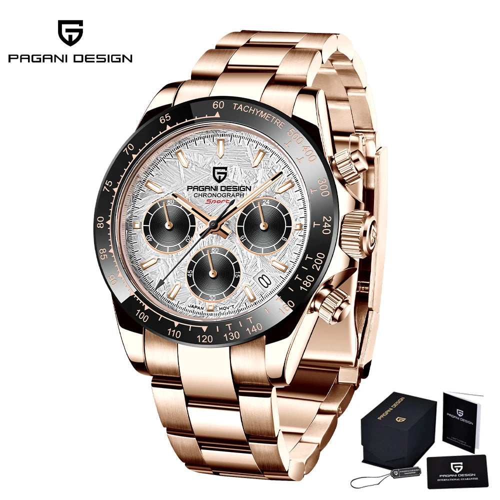 PAGANI Design Chronograph Quartz Watches Sports Sapphire Stainless Steel Waterproof watch for Men Reloj Hombre PD166