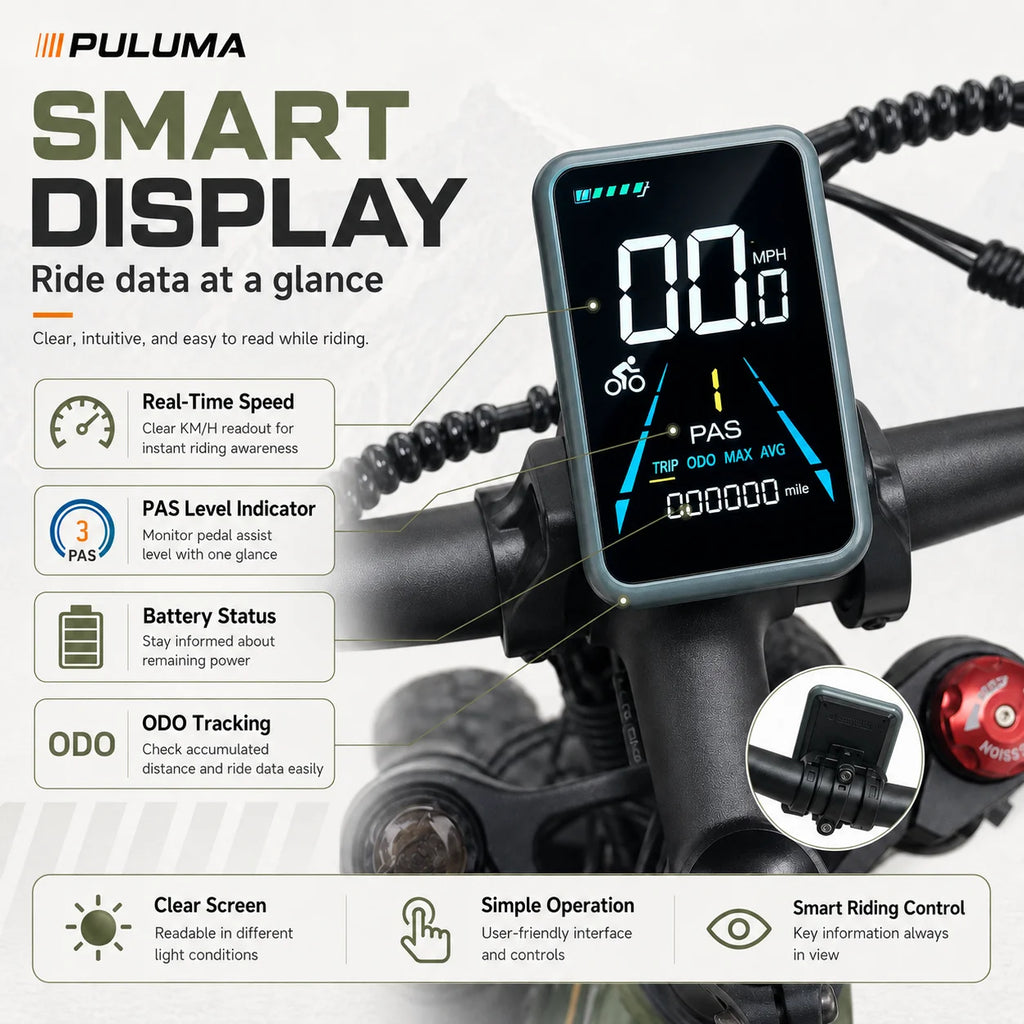 New PULUMA PE900 Dual Motor Electric Bike 52V20AH Removable Battery 26" Fat Tire All Terrain Offroad E-Bicycle Hydraulic Brake 7 Speed Adult Mountain Ebike