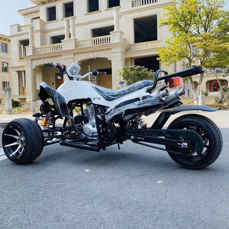 Potente triciclo invertido de 200 cc con arranque eléctrico para adultos, con tres ruedas.