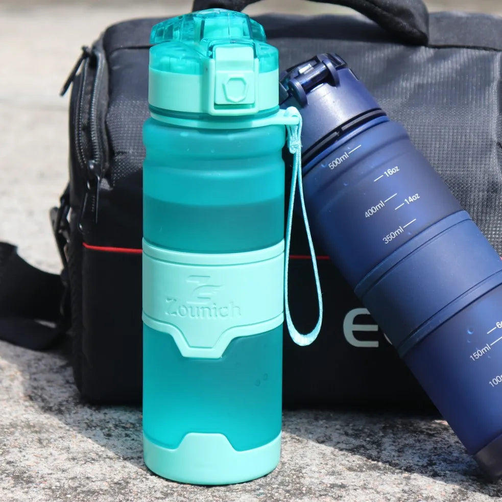 ZOUNICH-botellas de agua deportivas portátiles, a prueba de fugas, de plástico, para viajes al aire libre, sin BPA, 400/500/700/1000ML, gran oferta