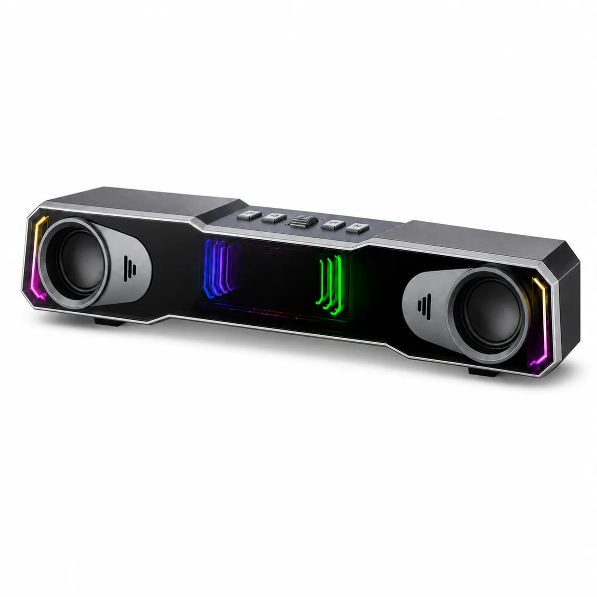Barra de sonido para juegos de escritorio DS21, altavoz estéreo RGB para PC con modos de conexión por cable USB C y USB A, y Bluetooth 5.4 para teléfonos, portátiles, ordenadores y televisores.