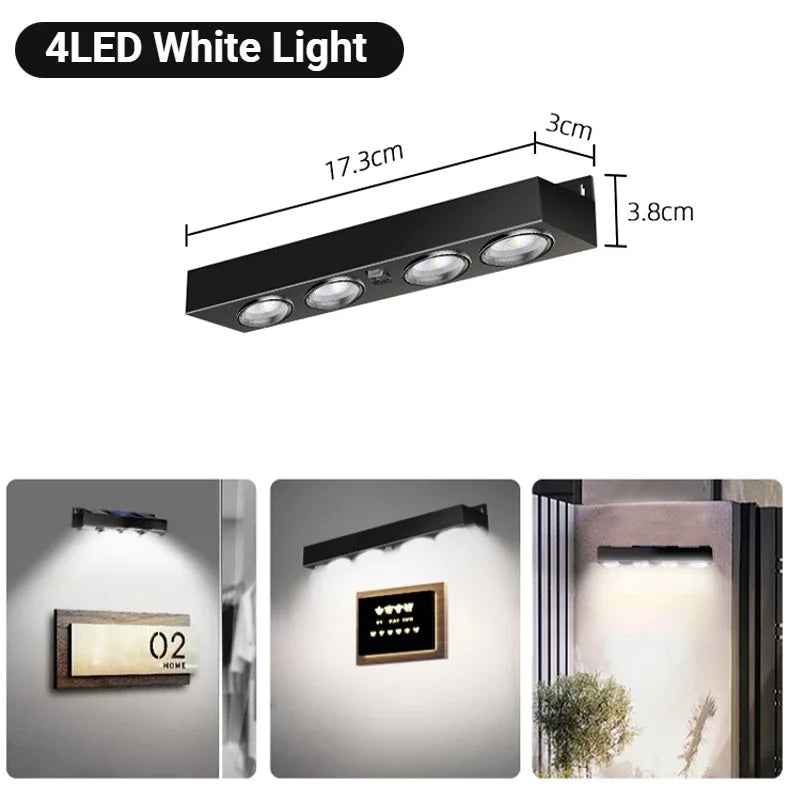 4/8LED Solar Outdoor Waterproof Wall Light with Lens Super Bright Garden Decoration Solar Signboard Lights Doorplate Lamp