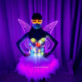 Vestido de plumas luminosas LED, alas de ángel iluminadas, alas de mariposa coloridas, traje de hada para desfile, cosplay de Halloween.