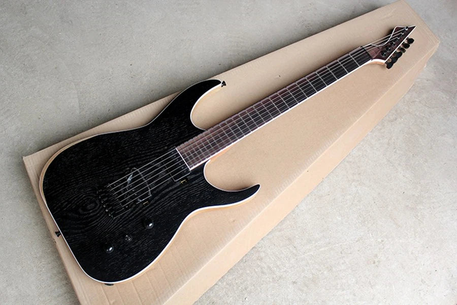 Flyoung-guitarra eléctrica negra mate de 6 cuerdas con puente fijo, oferta personalizada