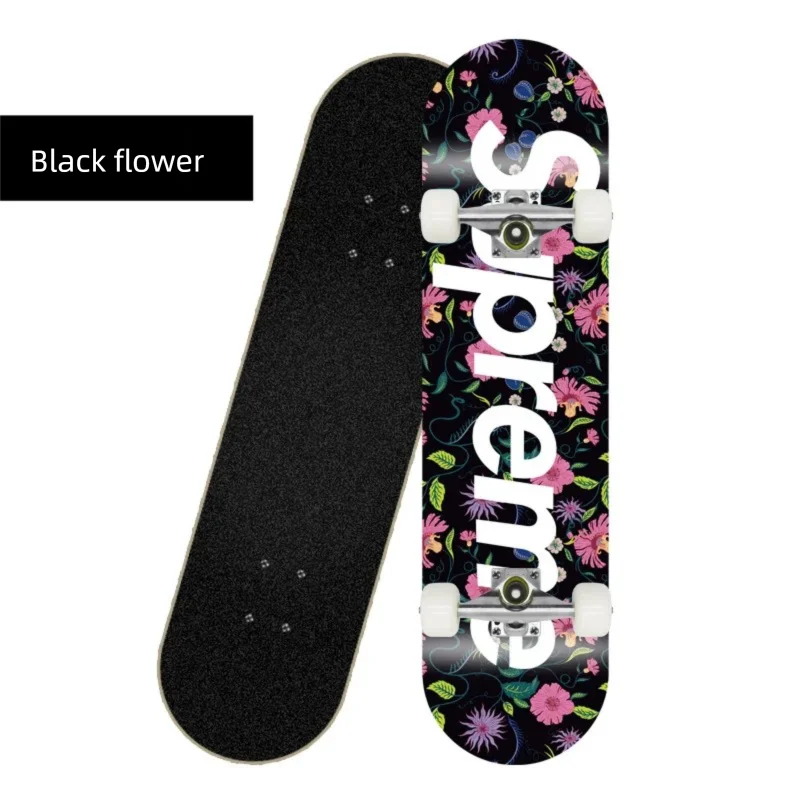 Patineta Deportiva de Madera de Arce de 80 cm, 4 Ruedas, Diseño de Doble Kick, Patineta Profesional para Trucos y Calle, para Jóvenes y Adultos