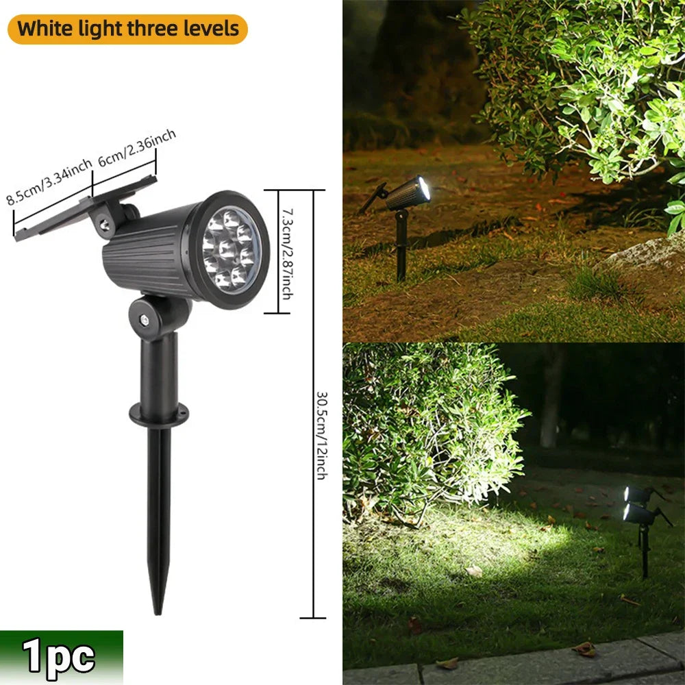 9 focos solares LED, impermeables IP65, luces solares RGB para exteriores, brillo ajustable para jardín, patio y palmeras