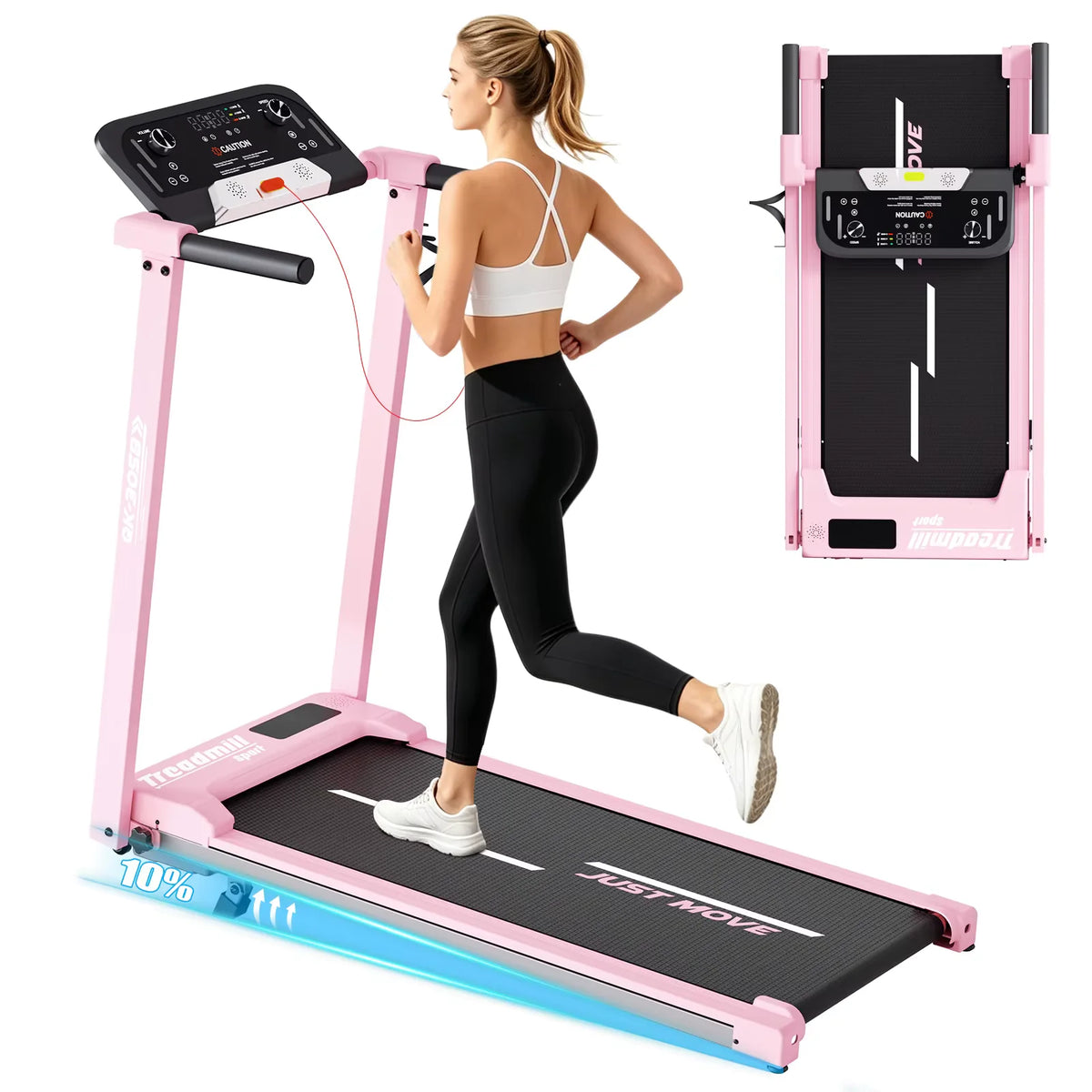 Cinta de correr plegable Y-RAIN para uso doméstico, motor de 3,0 CV, velocidad de 1 a 12 km/h, cinta de correr plegable con inclinación del 10 %, altavoz Bluetooth, pantalla LED, capacidad máxima de 150 kg, ideal para el h