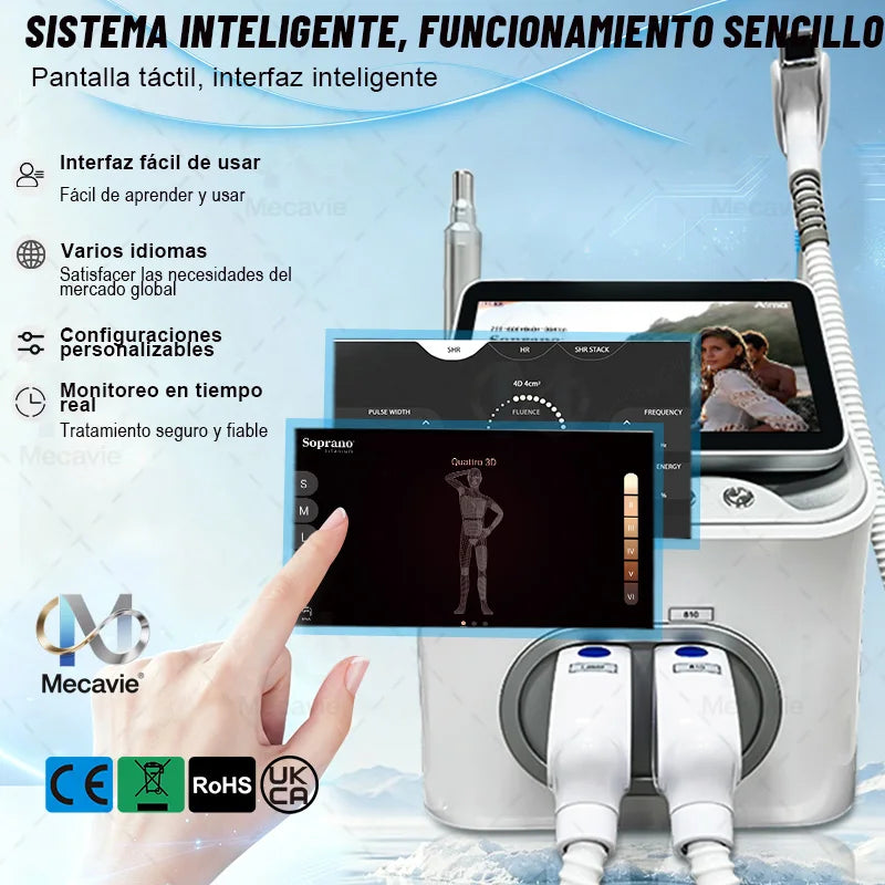 Dispositivo de Depilación Láser de Diodo Picosegundo 2 en 1 de 6000W Soprano 808+, Láser Picosegundo para Eliminación de Tatuajes, Depilación Permanente