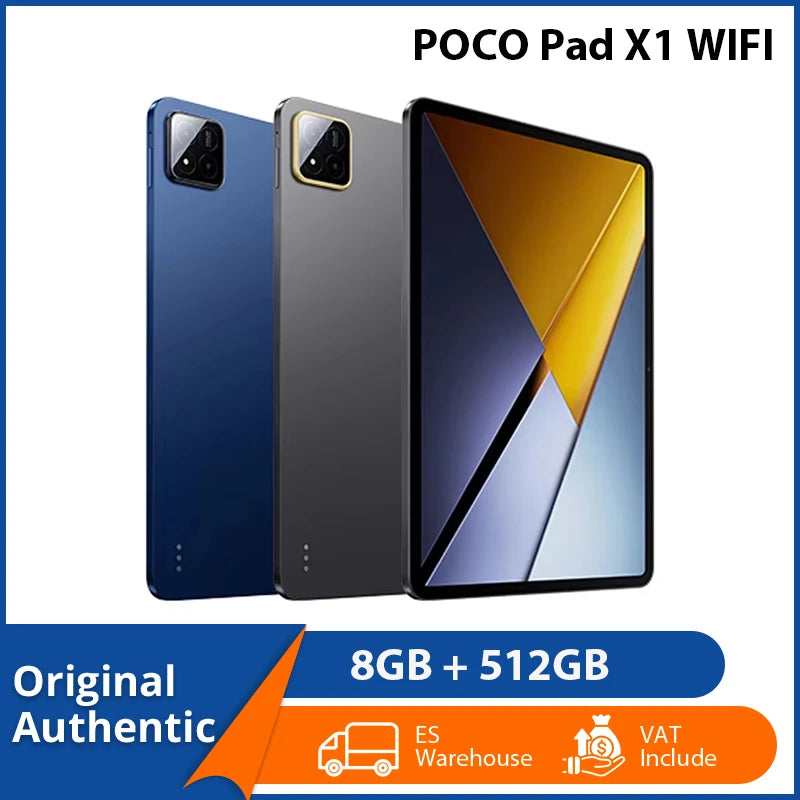 Tableta POCO Pad X1, 8 GB de RAM, 512 GB de almacenamiento, pantalla de 11,2 pulgadas, resolución 3,2K, 144 Hz, pantalla nítida, Wi-Fi 6E, batería de 8850 mAh, procesador Snapdragon 7+ Gen 3, cámara de 13 MP.