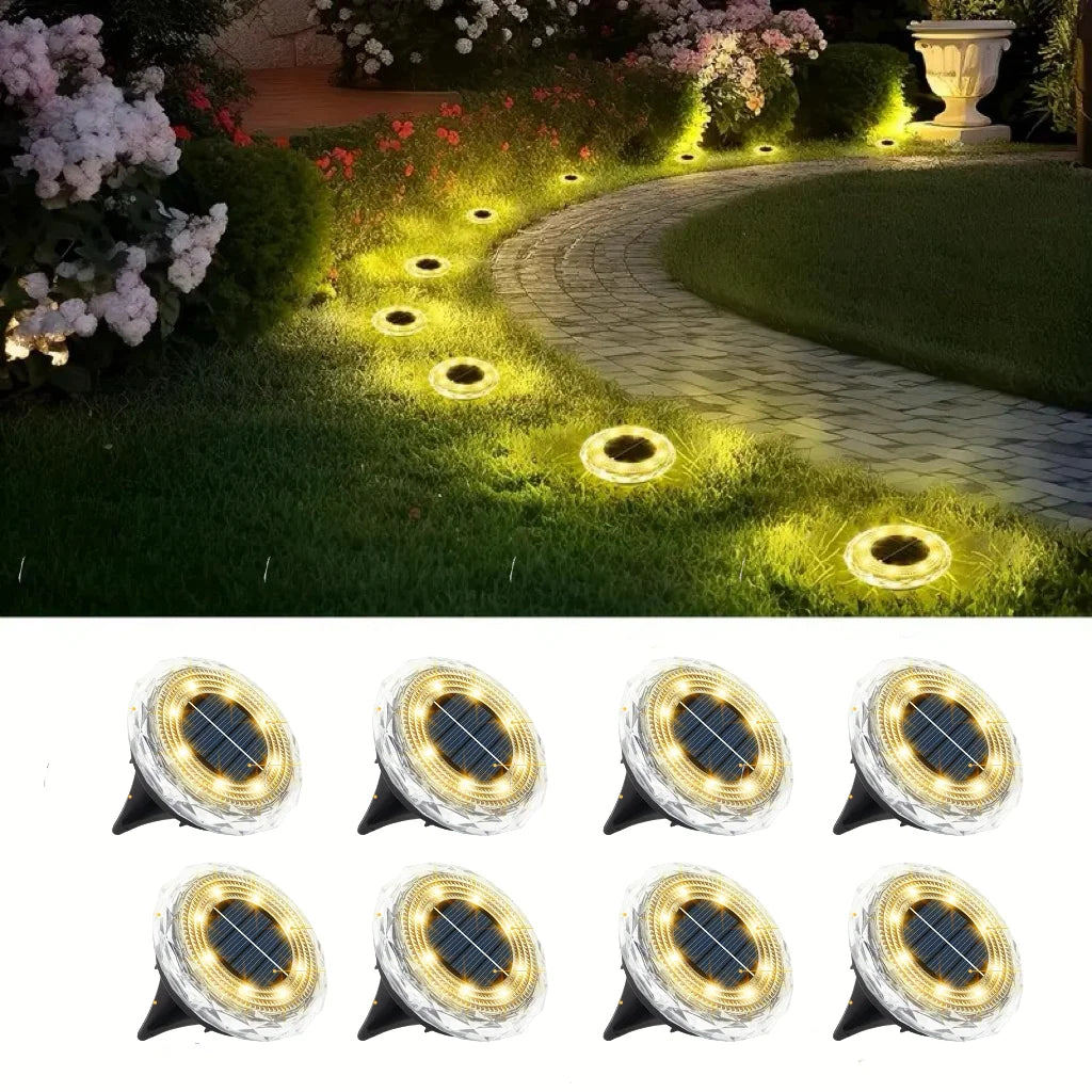 Lote de 4/8/16 luces solares LED para exterior, focos enterrados de luz blanca cálida para jardín, patio, césped o camino