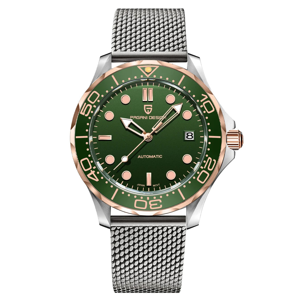 PAGANI DESIGN 2026 Nuevo reloj de buceo para hombre, esfera azul hielo con efecto rayos de sol, reloj automático para hombre, cristal de zafiro, reloj mecánico para hombre